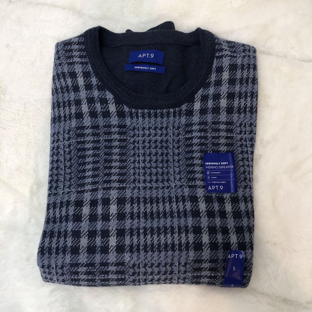 New Apt. 9 Merino Men's Sz Small Sweater Pullover Colorblock Stretch Round Neck - Picture 4 of 11